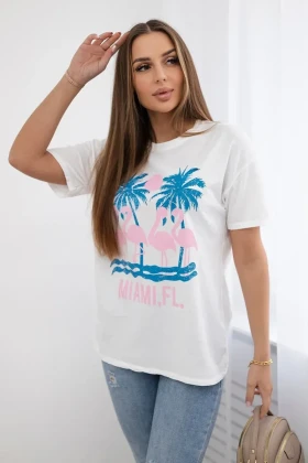 Италианска памучна тениска с надпис Miami