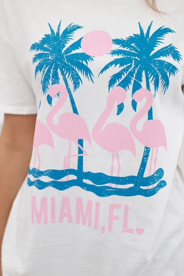 Италианска памучна тениска с надпис Miami