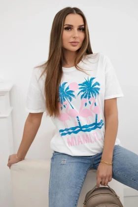 Италианска памучна тениска с надпис Miami