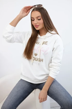 Дамски италиански памучен суитшърт с качулка Beautiful