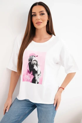 Италианска памучна oversize тениска с принт