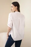 Италианска памучна блуза тип риза с къс ръкав и джоб